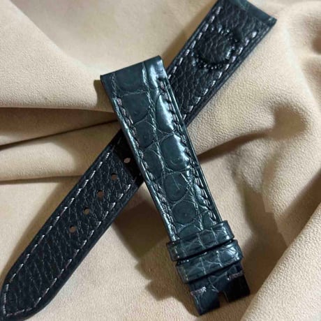 cro-1872  クロコダイル  腕時計 ベルト ダークグレー  (ラグ幅19 mm - バックル幅16 mm)