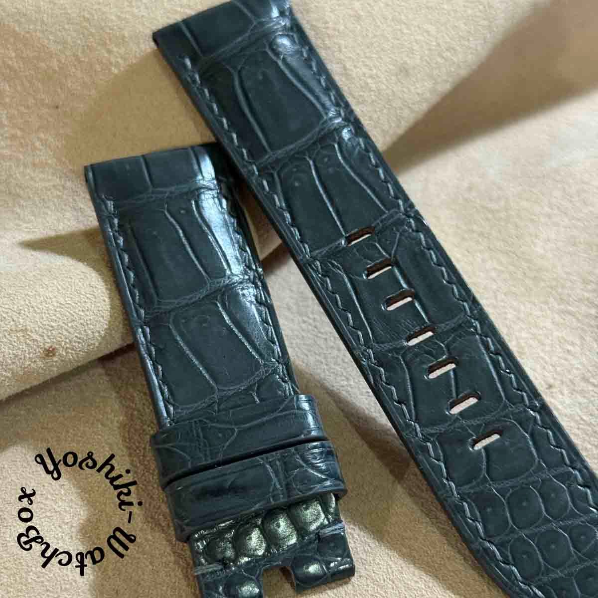 cro-1903 クロコダイル 腕時計 ベルト ダークグレー (ラグ幅24
