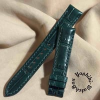 cro-1834  クロコダイル  レザー 腕時計 ベルト グリーン  (ラグ幅18 mm - バックル幅16 mm)