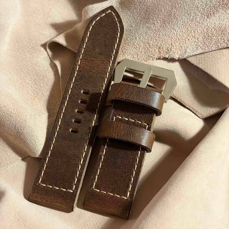 hor-272 サンプル品 HORWEEN ダービー / ブラウン GPFバックル付属 腕時計ベルト (ラグ26mm - バックル幅26mm)