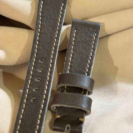 hor-234 HORWEEN バイソングレー 腕時計ベルト (ラグ19mm - バックル幅16mm)
