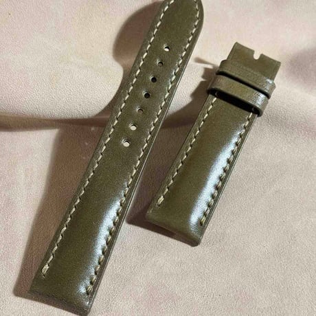 cod-277 コードバン レザー 腕時計ベルト カーキグリーン (ラグ幅20 mm - バックル幅18 mm)