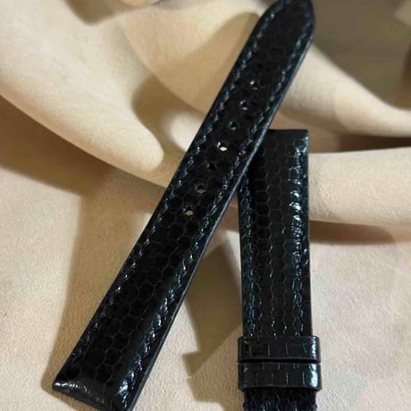 sna-160 シースネイク（ウミヘビ）腕時計ベルト ブラック (ラグ幅19mm - バックル幅16 mm)
