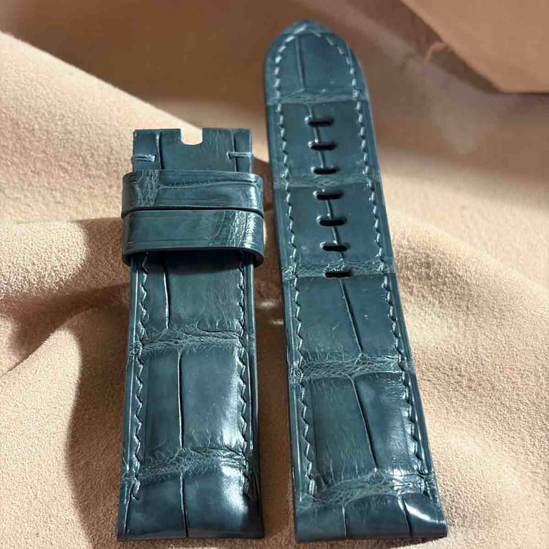 cro-1998 クロコダイル 腕時計 ベルト ブルーグレー (ラグ幅24 mm