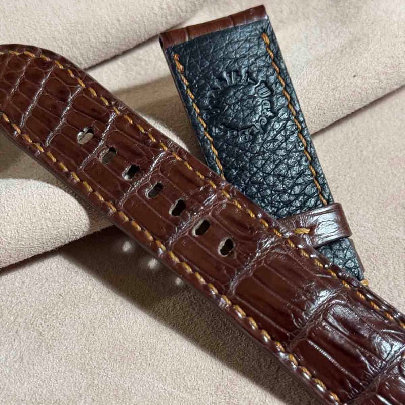 cro-1816 クロコダイル レザー 腕時計 ベルト ブラウン (ラグ幅24 mm -