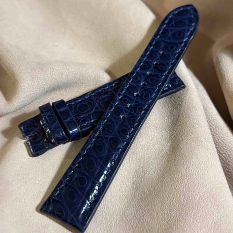 cro-1868  クロコダイル  腕時計 ベルト ネイビー  (ラグ幅20 mm - バックル幅18 mm)