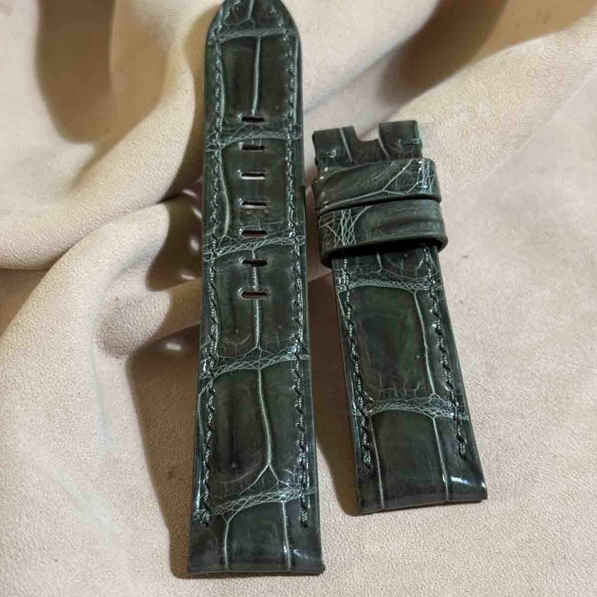 cro-1932 クロコダイル 腕時計ベルトグロス仕上げオリーブ ラグ幅20mm fit=scale-down,w=1200