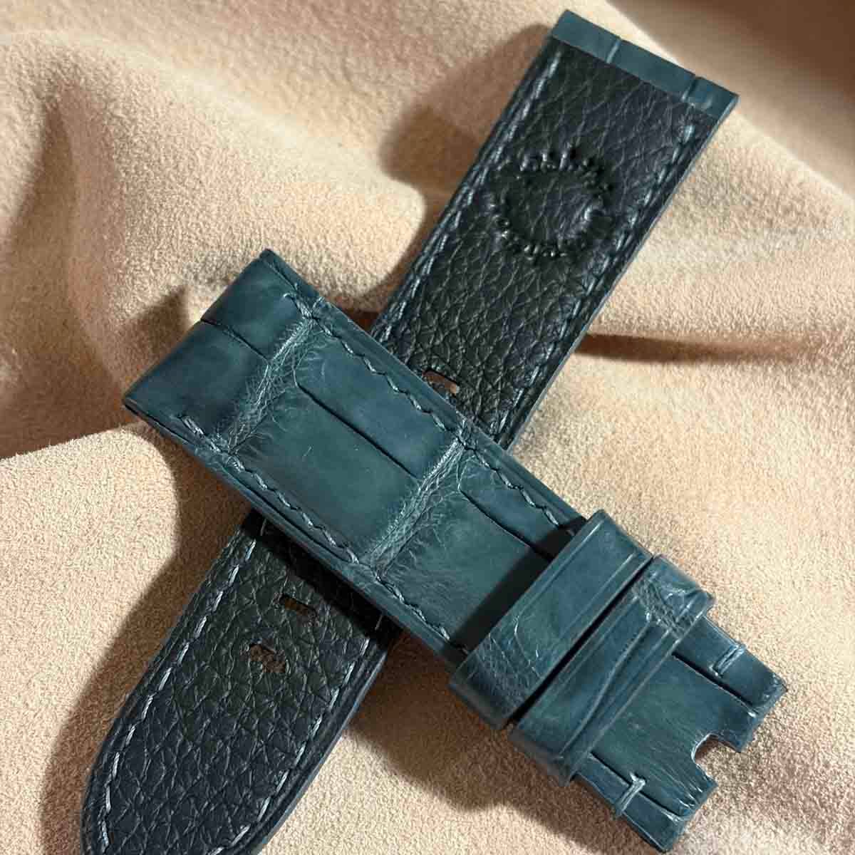 cro-1998 クロコダイル 腕時計 ベルト ブルーグレー (ラグ幅24 mm