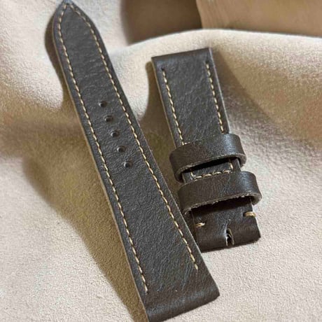 hor-236 HORWEEN バイソングレー 腕時計ベルト (ラグ21mm - バックル幅18mm)