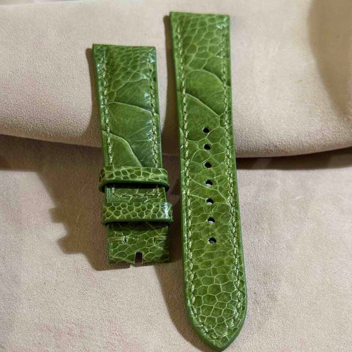 ost-436 オーストリッチ 腕時計ベルト グリーン ラグ幅19mm ost-436 オーストリッチレザー 腕時計ベルト グリーン (ラグ幅