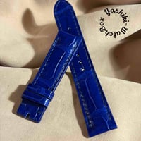 cro-2025  クロコダイル  腕時計ベルト コバルトブルー (ラグ幅20 mm - バックル幅18 mm)