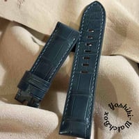 cro-1824 クロコダイル レザー 腕時計 ベルト ブルーグレー (ラグ幅26