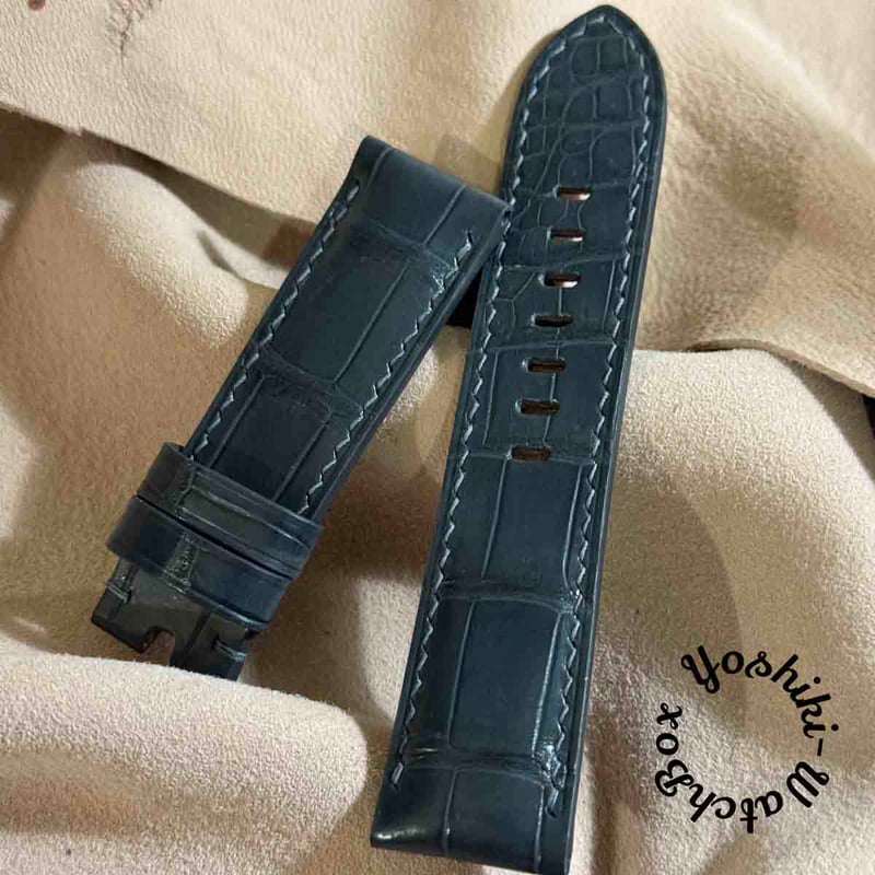 cro-1764 7番込みクロコダイル 腕時計ベルトネイビー ラグ幅20mm cro-1764 7番込みクロコダイル 腕時計ベルトネイビー ラグ幅20mm