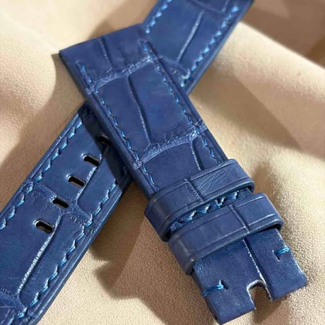 cro-2109  クロコダイル  腕時計ベルト ライトブルー　(ラグ幅22 mm - バックル幅20 mm)