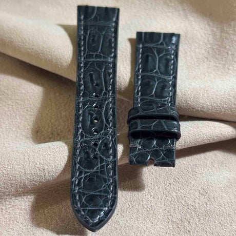 cro-1877  クロコダイル  腕時計 ベルト ダークグレー  (ラグ幅21 mm - バックル幅18 mm)