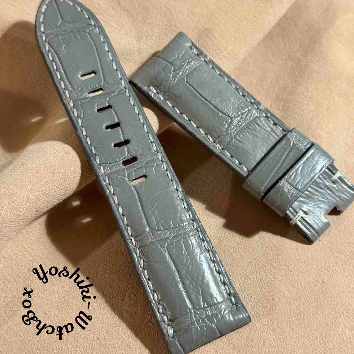 cro-1679 クロコダイル レザー 腕時計 ベルト グレー (ラグ幅24 cro-1679 クロコダイル レザー 腕時計 ベルト グレー (ラグ幅24
