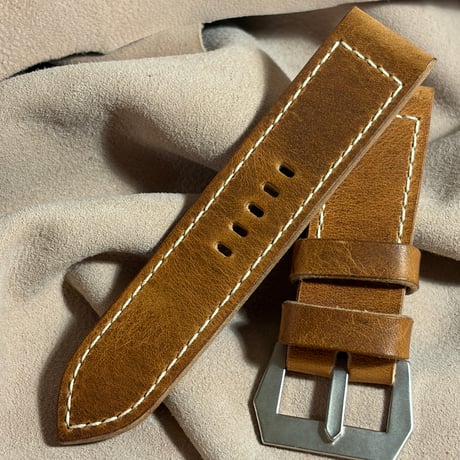 hor-268 サンプル品 HORWEEN ダービー / ナチュラル GPFバックル付属 腕時計ベルト (ラグ26mm - バックル幅26mm)