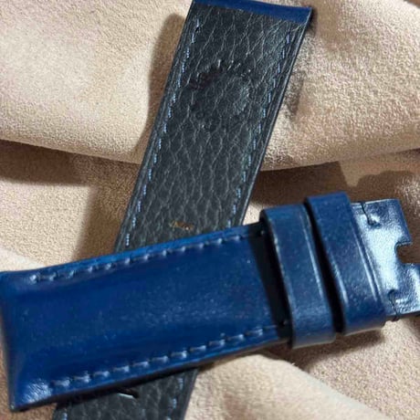 cod-313 コードバン レザー 腕時計ベルト ブルー (ラグ幅24 mm - バックル幅22 mm)