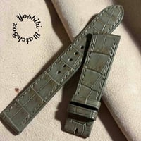 cro-2113  クロコダイル  腕時計ベルト オリーブ　(ラグ幅20 mm - バックル幅18 mm)