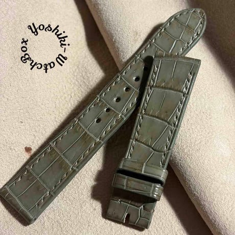 cro-2113 クロコダイル 腕時計ベルト オリーブ (ラグ幅20 mm