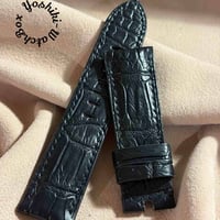 cro-2027 クロコダイル 腕時計ベルト ブラック (ラグ幅19 mm