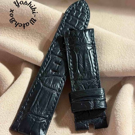 cro-1997  クロコダイル  腕時計 ベルト ブラック (ラグ幅24 mm - バックル幅22 mm)