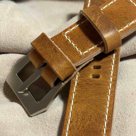 hor-268 サンプル品 HORWEEN ダービー / ナチュラル GPFバックル付属 腕時計ベルト (ラグ26mm - バックル幅26mm)