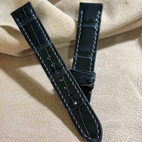 cro-1880  クロコダイル  腕時計 ベルト ダークグレー  (ラグ幅18 mm - バックル幅16 mm)