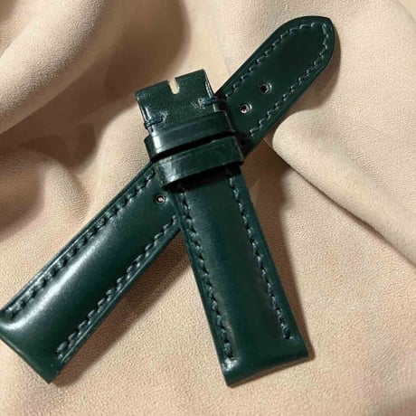 cod-222 コードバン レザー 腕時計ベルト グリーン (ラグ幅20 mm - バックル幅18 mm)