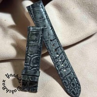 cro-1796 クロコダイル 腕時計ベルト ヌバックブラック ラグ幅24mm