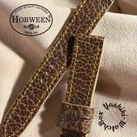hor-261 HORWEEN バイソンレザー / ブラウン 腕時計ベルト (ラグ20mm - バックル幅18mm)