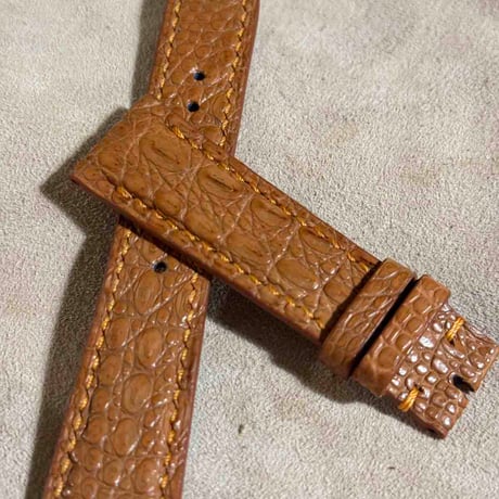 cro-1818  クロコダイル  レザー 腕時計 ベルト ライトブラウン  (ラグ幅21 mm - バックル幅18 mm)