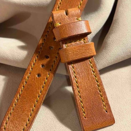 hor-274  HORWEEN ダービー / イングリッシュタン 腕時計ベルト (ラグ20mm - バックル幅18mm)