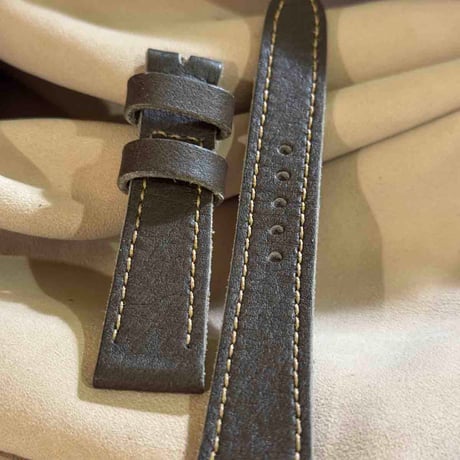 hor-234 HORWEEN バイソングレー 腕時計ベルト (ラグ19mm - バックル幅16mm)