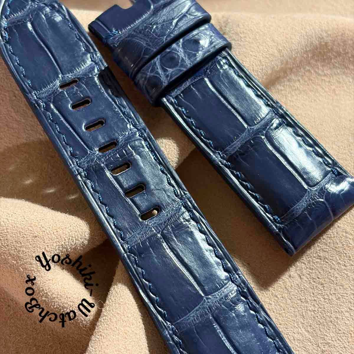 cro-2000 クロコダイル 腕時計 ベルト ネイビー (ラグ幅24 mm