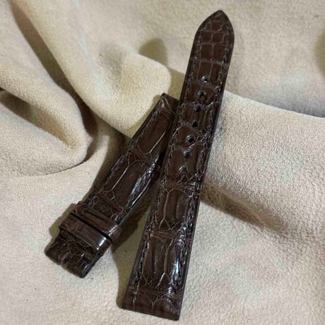 cro-1942  クロコダイル   腕時計 ベルト  ブラウン  (ラグ幅19 mm - バックル幅16 mm)