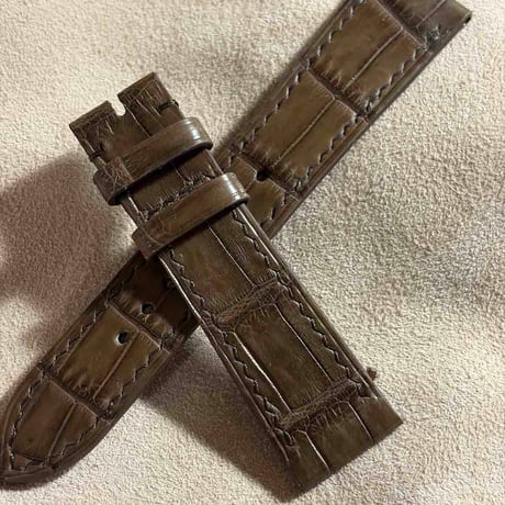 cro-2105  クロコダイル  腕時計ベルト ブラウン　(ラグ幅21 mm - バックル幅18 mm)