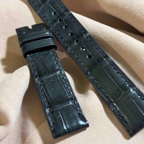 cro-1866  クロコダイル  腕時計 ベルト ダークグレー  (ラグ幅20 mm - バックル幅18 mm)