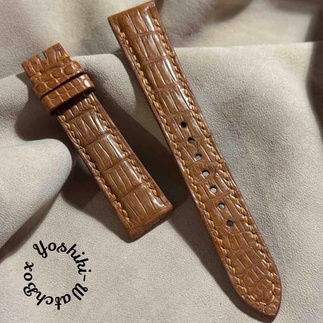cro-1832 クロコダイル レザー 腕時計 ベルト ライトブラウン cro-1832 クロコダイル レザー 腕時計 ベルト ライトブラウン