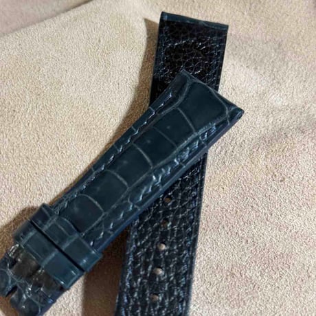 cro-1821  クロコダイル  レザー 腕時計 ベルト ブルーグレー  (ラグ幅21 mm - バックル幅18 mm)