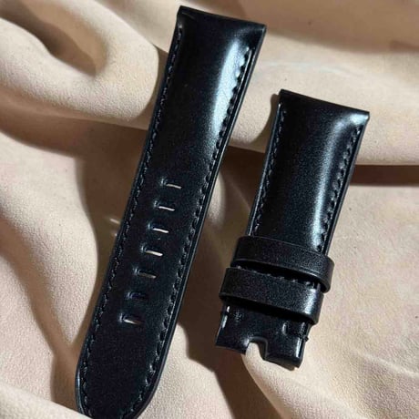 cod-330 コードバン レザー 腕時計ベルト ブラック (ラグ幅26 mm - バックル幅22 mm)