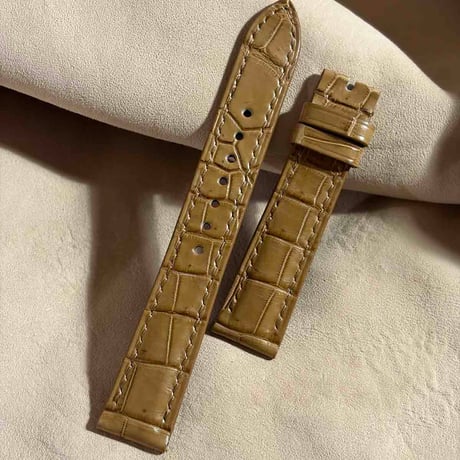 cro-2132  クロコダイル  腕時計ベルト コーヒーブラウン (ラグ幅18 mm - バックル幅16 mm)