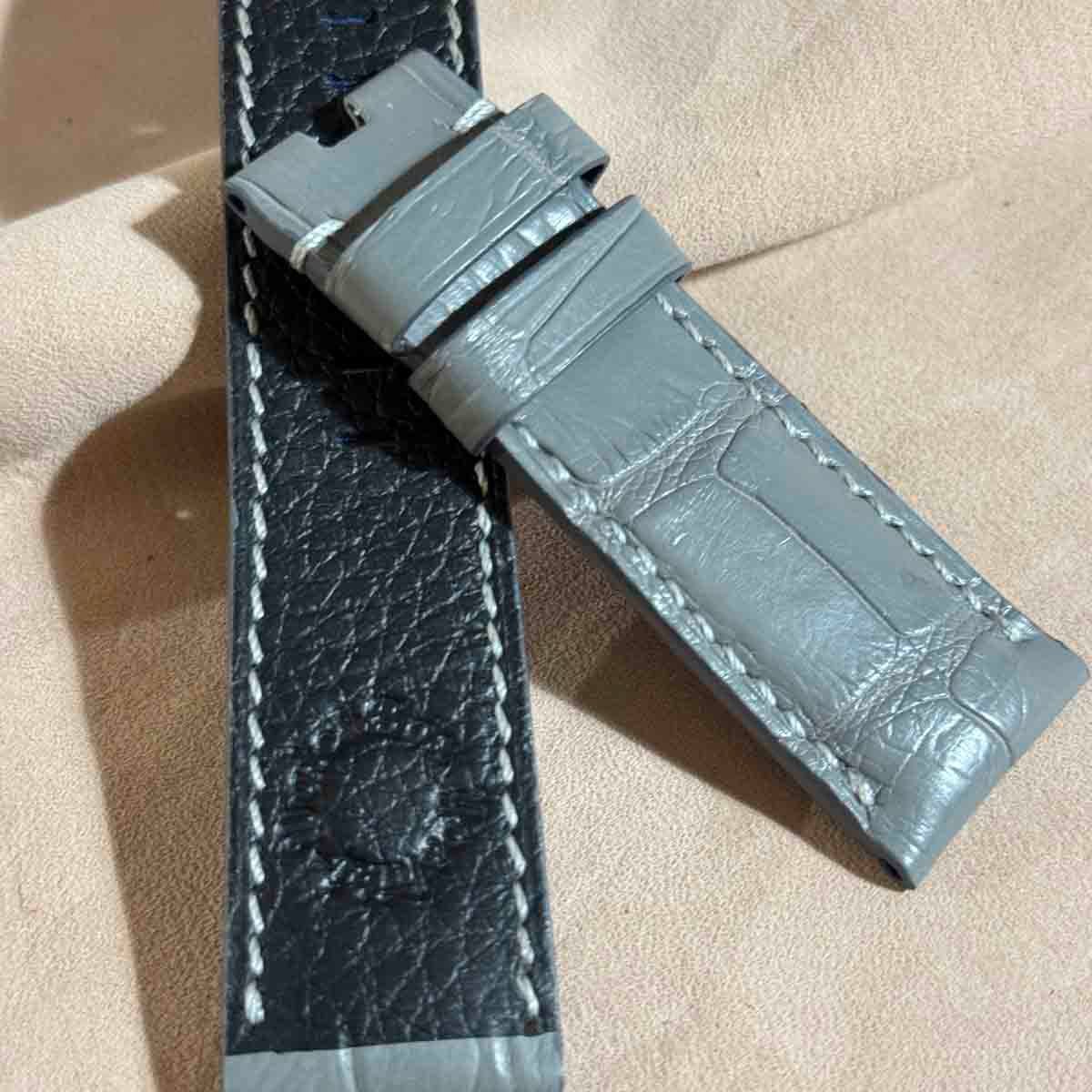 cro-1679 クロコダイル レザー 腕時計 ベルト グレー (ラグ幅24 cro-1679 クロコダイル レザー 腕時計 ベルト グレー (ラグ幅24