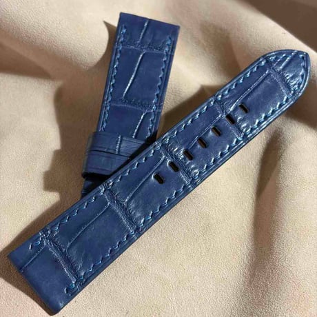 cro-2109  クロコダイル  腕時計ベルト ライトブルー　(ラグ幅22 mm - バックル幅20 mm)