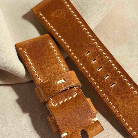 hor-248 HORWEEN ダービー / イングリッシュタン 腕時計ベルト (ラグ24mm - バックル幅22mm)