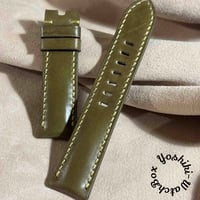 cod-308 コードバン レザー 腕時計ベルト カーキグリーン (ラグ幅22 mm - バックル幅20 mm)