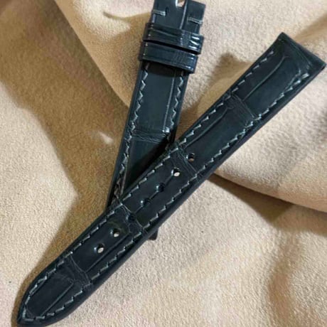 cro-1913  クロコダイル   腕時計 ベルト ダークグレー  (ラグ幅18 mm - バックル幅16 mm)