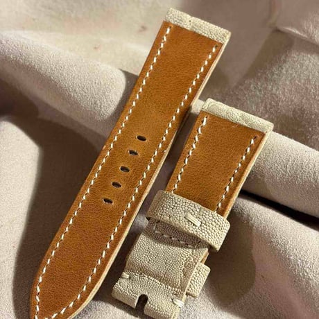 exh-69 タンニン鞣しエレファントレザー 腕時計ベルト  (ラグ幅24mm - バックル幅22mm)