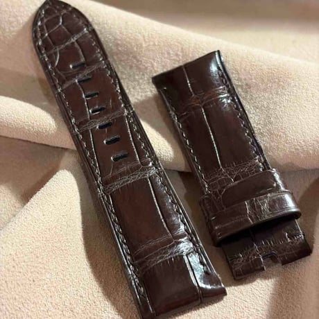 cro-1996  クロコダイル  腕時計 ベルト ダークブラウン (ラグ幅24 mm - バックル幅22 mm)