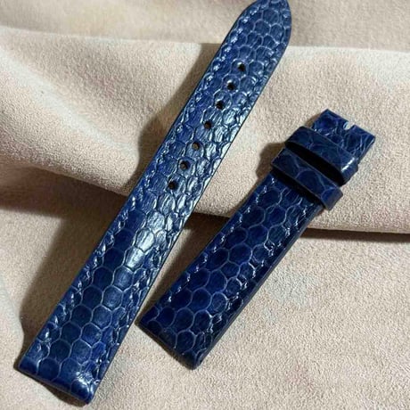 sna-88 シースネイク（ウミヘビ）腕時計ベルト ネイビー (ラグ幅18 mm - バックル幅16 mm)